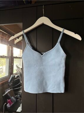 Express Body Contour Blue Knit V Neck Cami Tank Top XS
